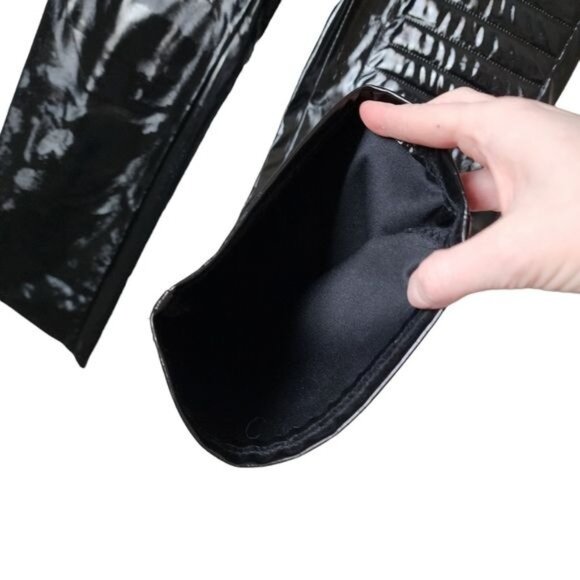 SUPER‎ LOW FAT x VINTAGE 90s Mall Goth Faux Leather shiny black padded pants - Picture 10 of 16